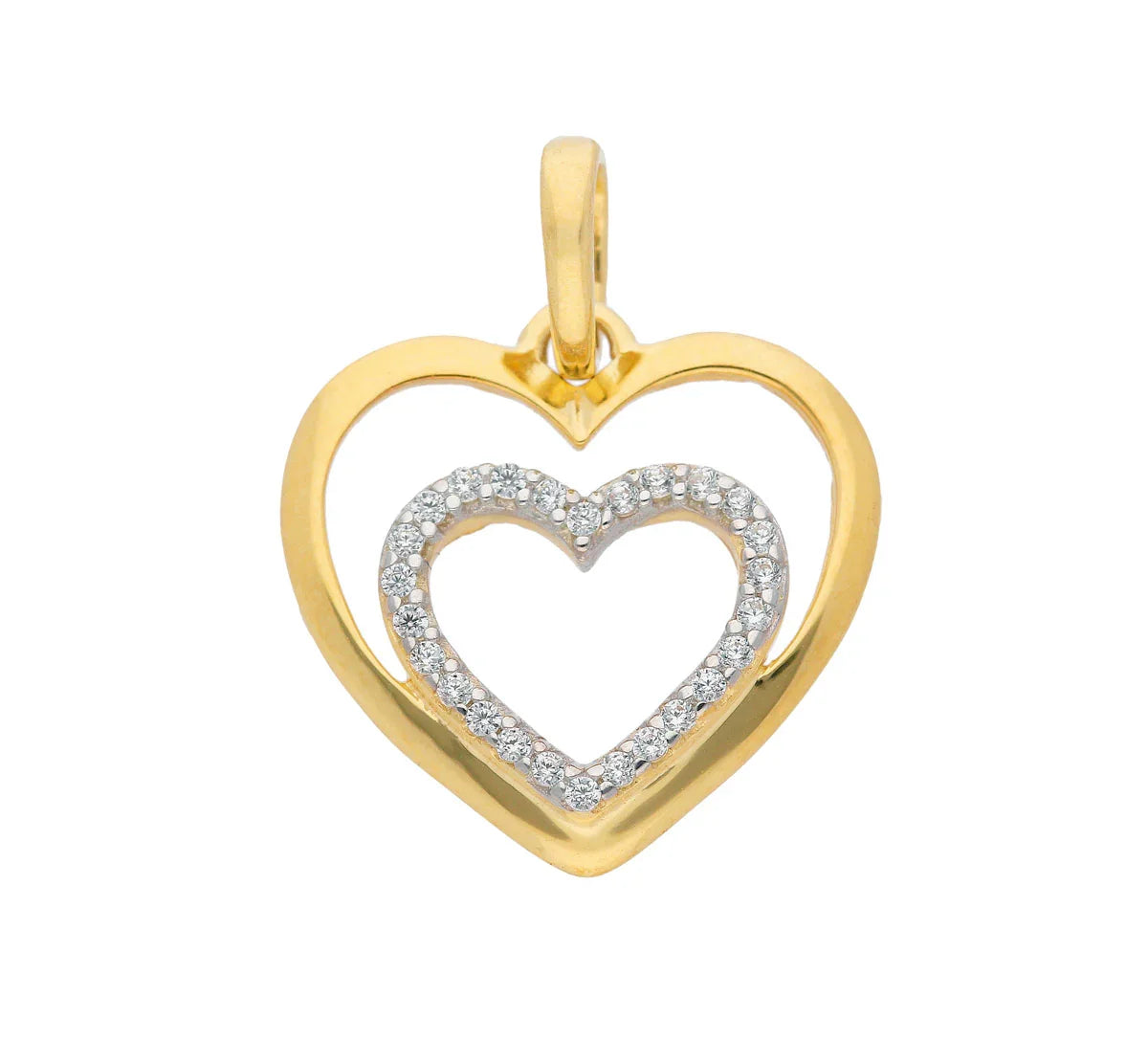 Gold Anhänger Herz Zirkonia mit Goldkette massiv 333-8 Karat Gold