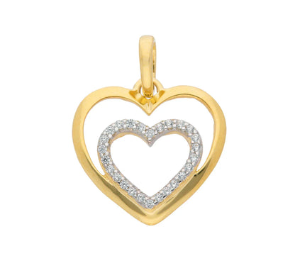 Gold Anhänger Herz Zirkonia mit Goldkette massiv 333-8 Karat Gold