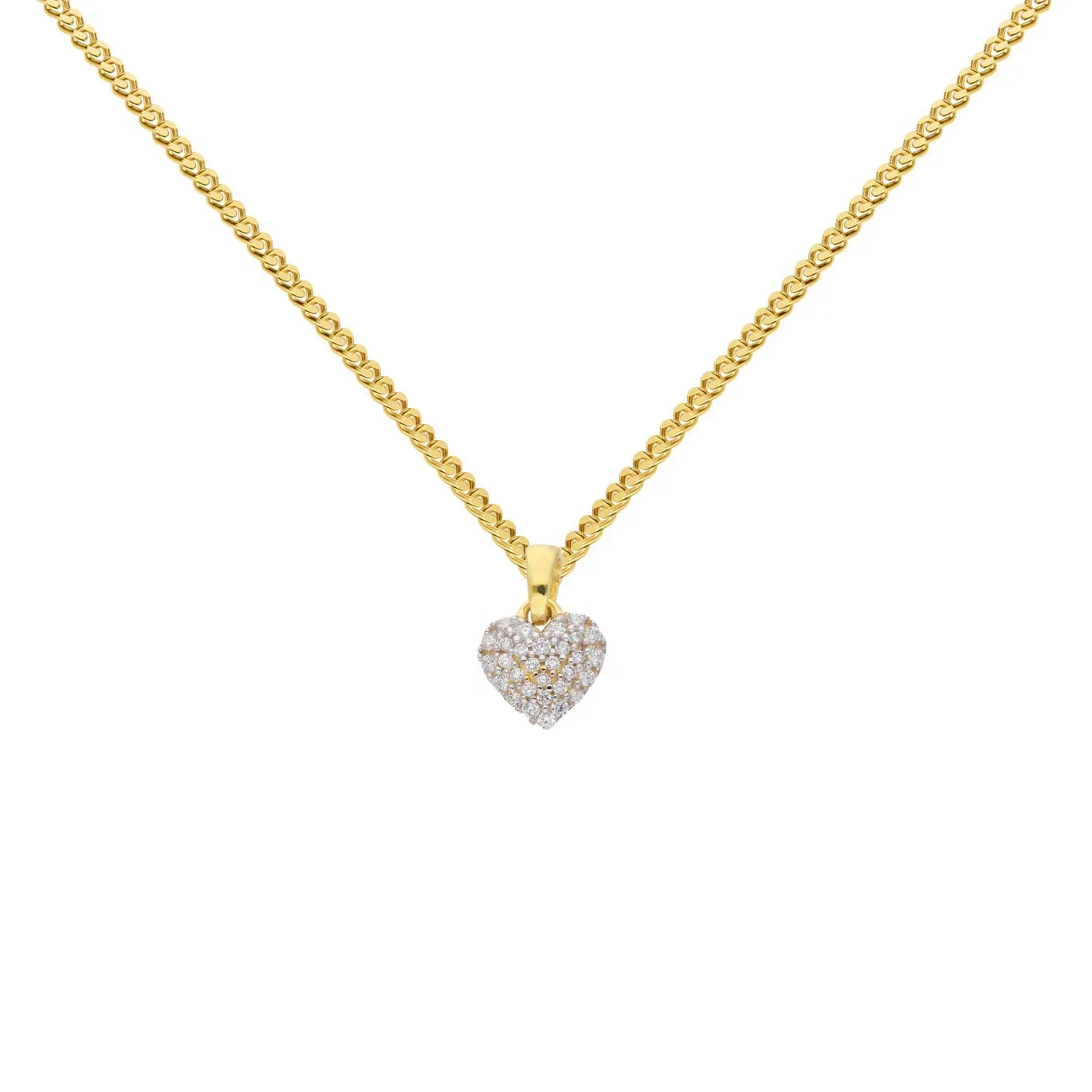 Gold Anhänger Herz Zirkonia mit Goldkette massiv 333 - 8 Karat Gold