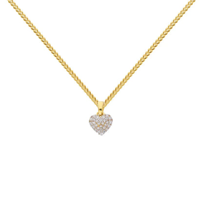 Gold Anhänger Herz Zirkonia mit Goldkette massiv 333 - 8 Karat Gold