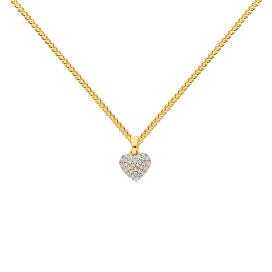 Gold Anhänger Herz Zirkonia mit Goldkette massiv 333 - 8 Karat Gold