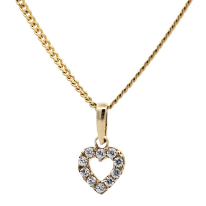 Gold Anhänger Herz Zirkonia mit Goldkette massiv 333 - 8 Karat Gold