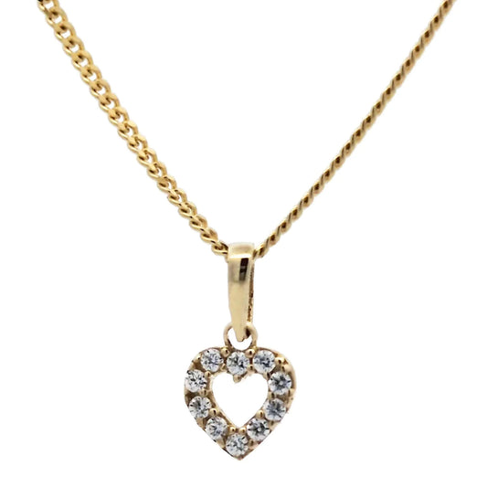 Gold Anhänger Herz Zirkonia mit Goldkette massiv 333 - 8 Karat Gold