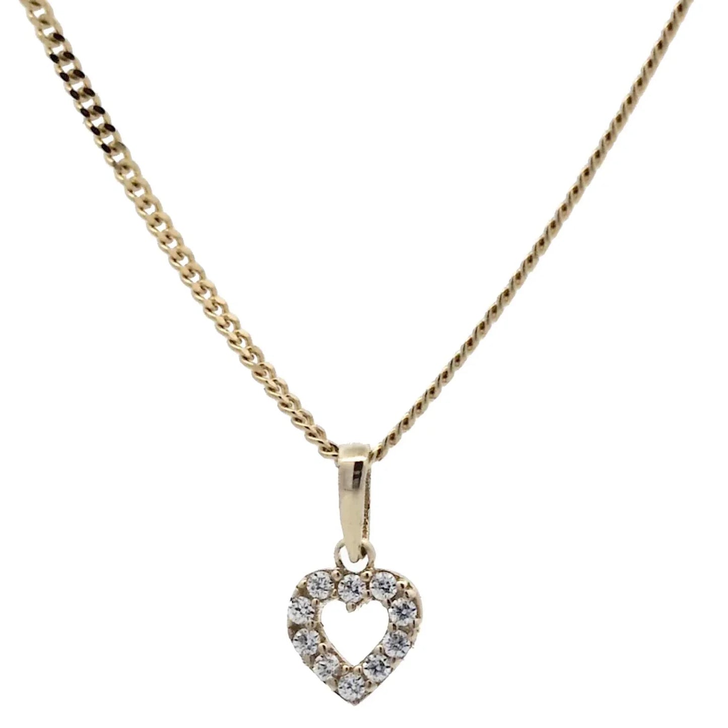 Gold Anhänger Herz Zirkonia mit Goldkette massiv 333 - 8 Karat Gold