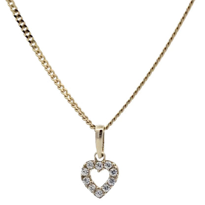 Gold Anhänger Herz Zirkonia mit Goldkette massiv 333 - 8 Karat Gold