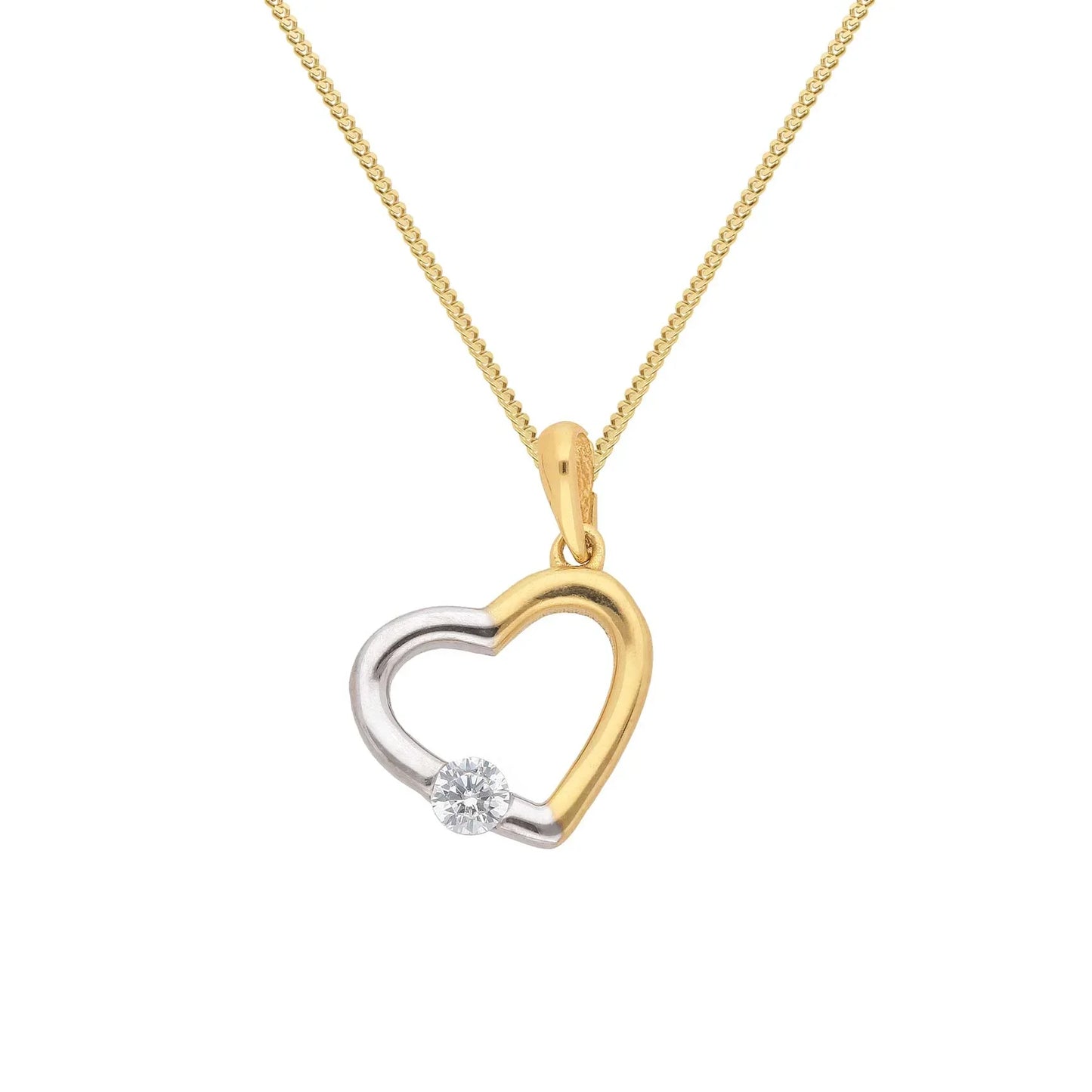 Anhänger Herz mit Zirkonia mit Kette 1,1 mm 333-8 Karat Gold