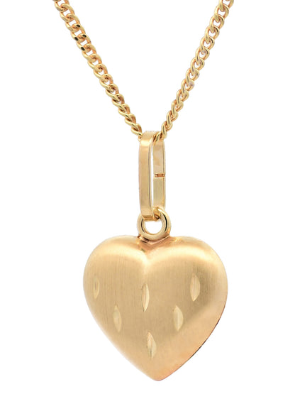Gold Anhänger Herz  mit Goldkette massiv 333 - 8 Karat Gold