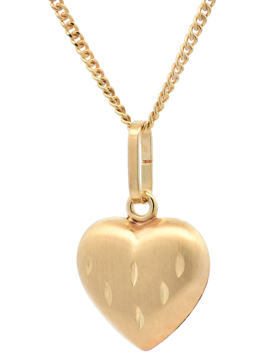 Gold Anhänger Herz  mit Goldkette massiv 333 - 8 Karat Gold