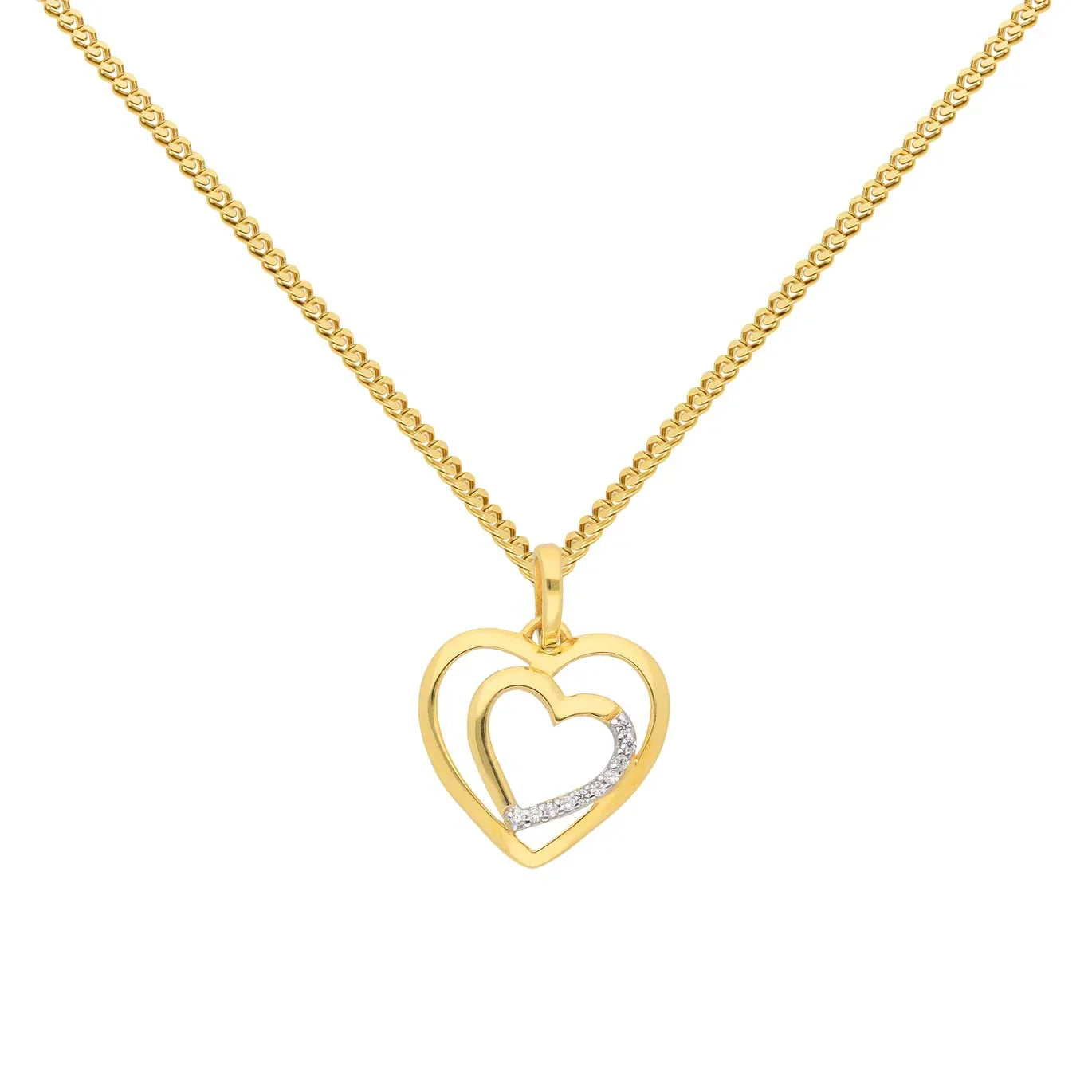 Anhänger Herz mit Zirkonia mit Kette 1,1 mm 333-8 Karat Gold