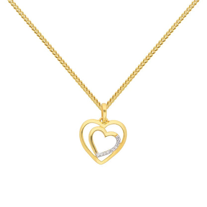 Anhänger Herz mit Zirkonia mit Kette 1,1 mm 333-8 Karat Gold