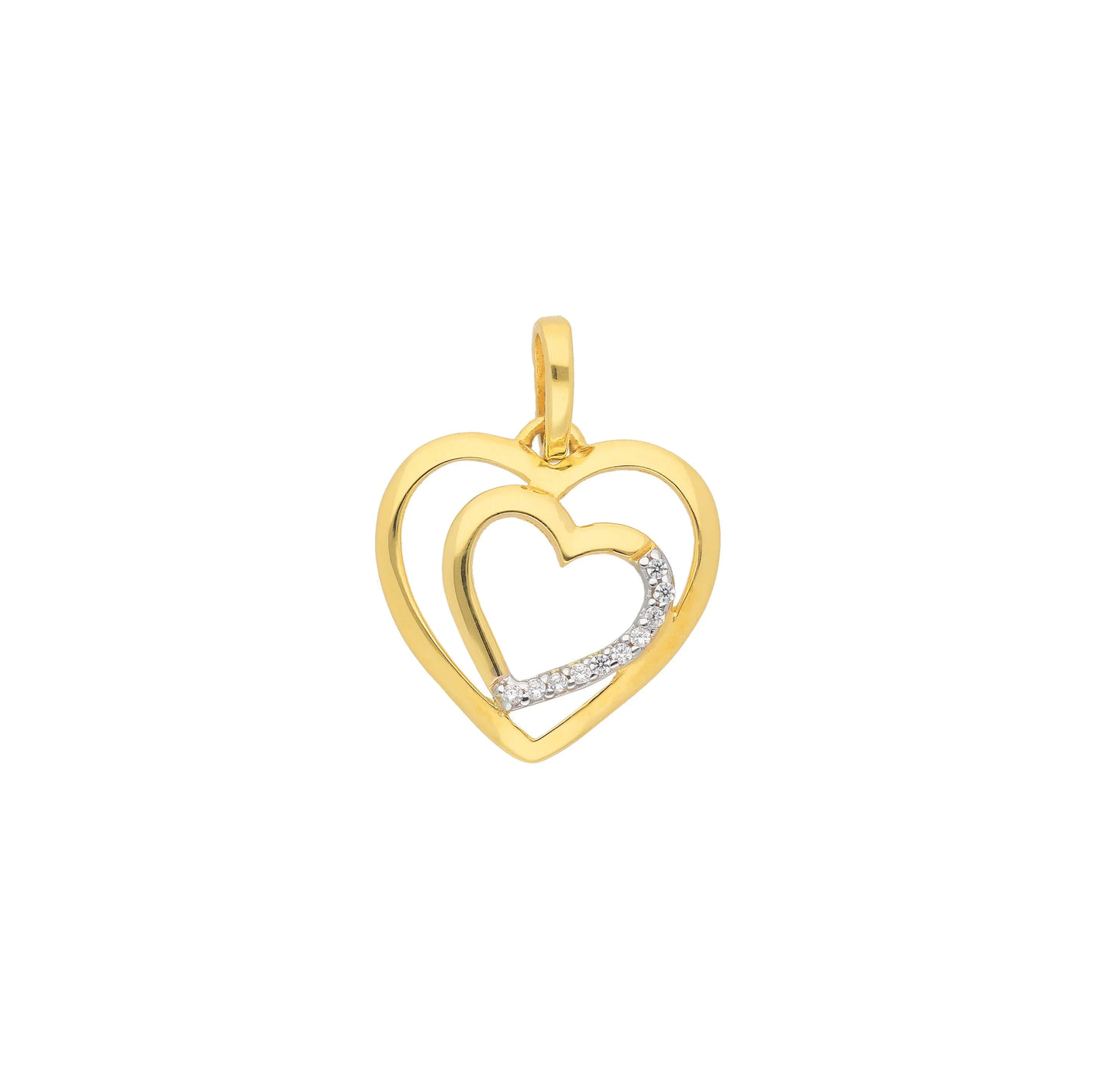 Anhänger Herz mit Zirkonia mit Kette 1,1 mm 333-8 Karat Gold