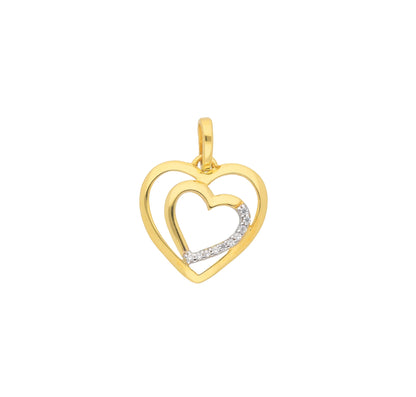 Anhänger Herz mit Zirkonia mit Kette 1,1 mm 333-8 Karat Gold