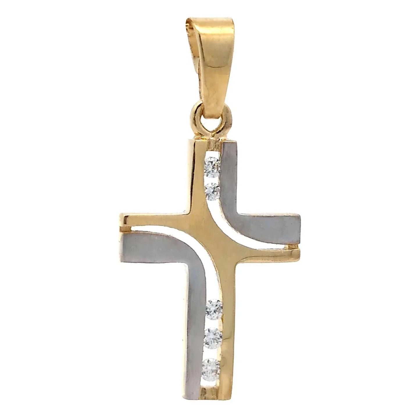 Gold Anhänger Kreuz Zirkonia mit Goldkette massiv 585-14 Karat Gold