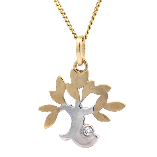 Gold Anhänger Lebensbaum Zirkonia   mit Goldkette 333 -8 Karat Gold