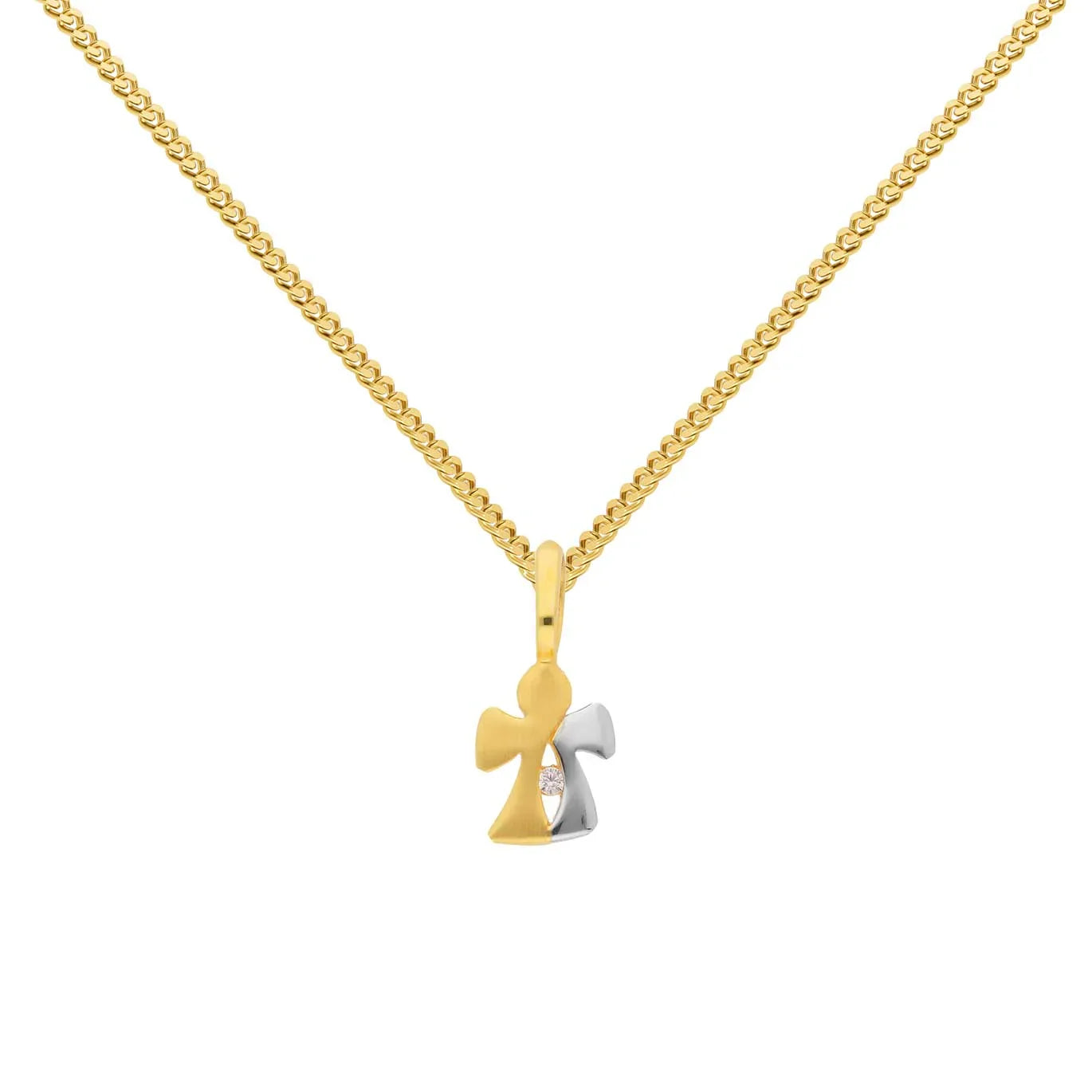 Gold Anhänger Engel Zirkonia mit Goldkette massiv 333-8 Karat Gold