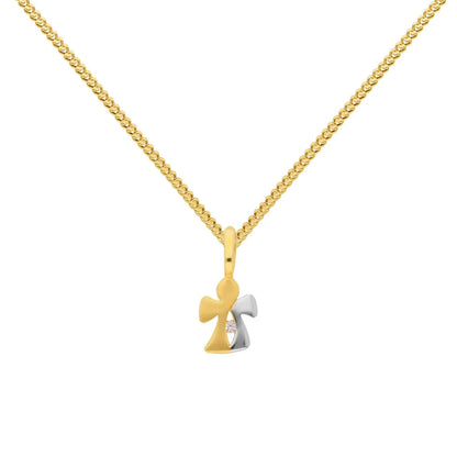 Gold Anhänger Engel Zirkonia mit Goldkette massiv 333-8 Karat Gold