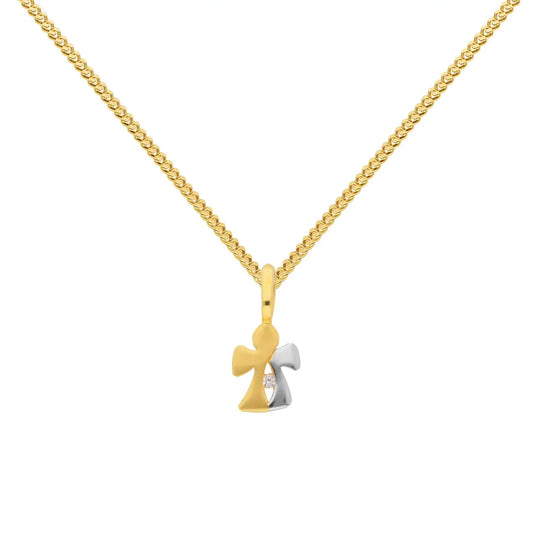 Gold Anhänger Engel Zirkonia mit Goldkette massiv 333-8 Karat Gold