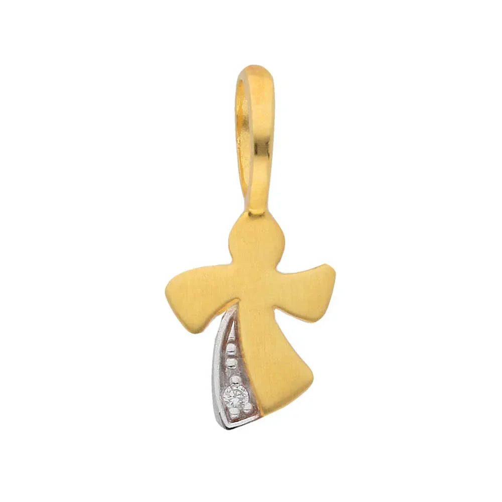 Gold Anhänger Engel Zirkonia mit Goldkette massiv 333-8 Karat Gold