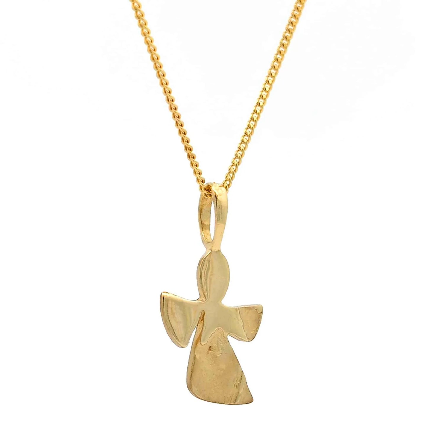 Gold Anhänger Engel  mit Goldkette massiv 333-8 Karat Gold rhodiniert