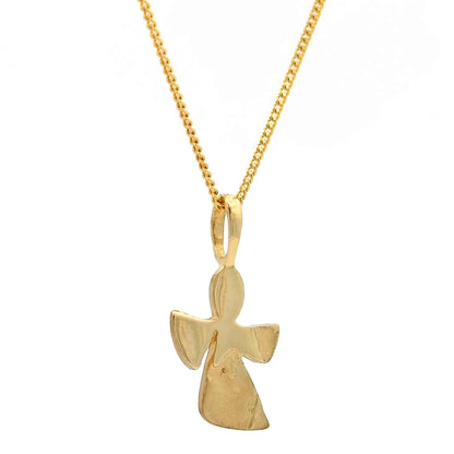 Gold Anhänger Engel  mit Goldkette massiv 333-8 Karat Gold rhodiniert