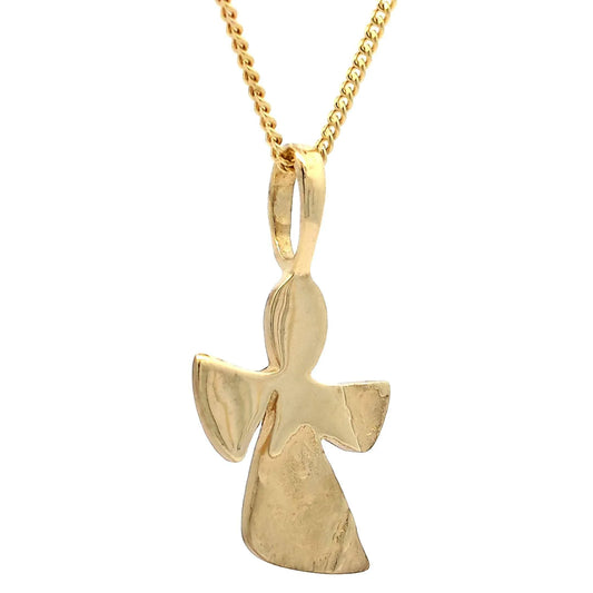 Gold Anhänger Engel  mit Goldkette massiv 333-8 Karat Gold rhodiniert