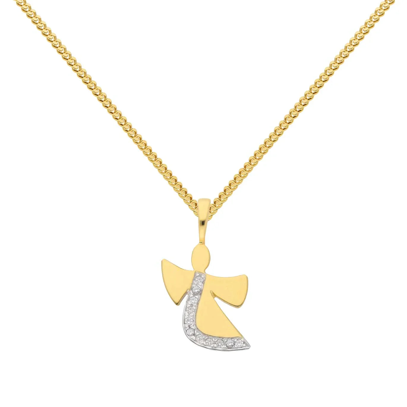 Gold Anhänger Engel Zirkonia mit Goldkette massiv 333-8 Karat Gold