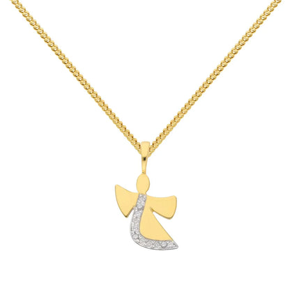 Gold Anhänger Engel Zirkonia mit Goldkette massiv 333-8 Karat Gold