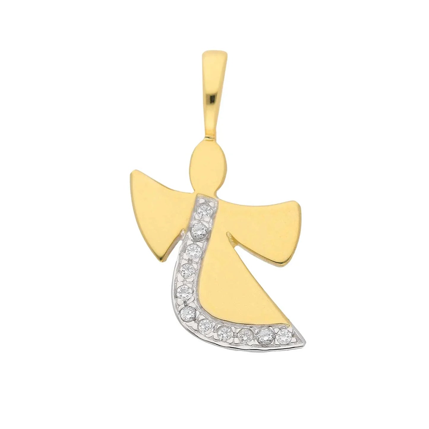 Gold Anhänger Engel Zirkonia mit Goldkette massiv 333-8 Karat Gold