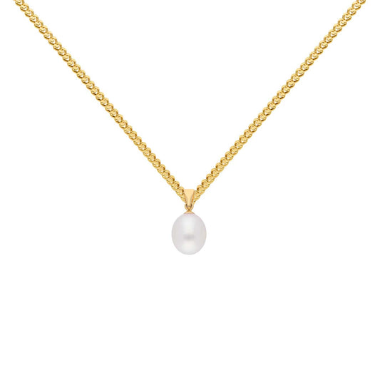 Gold Anhänger Süßwasserperle mit Goldkette 585-14 Karat Gold