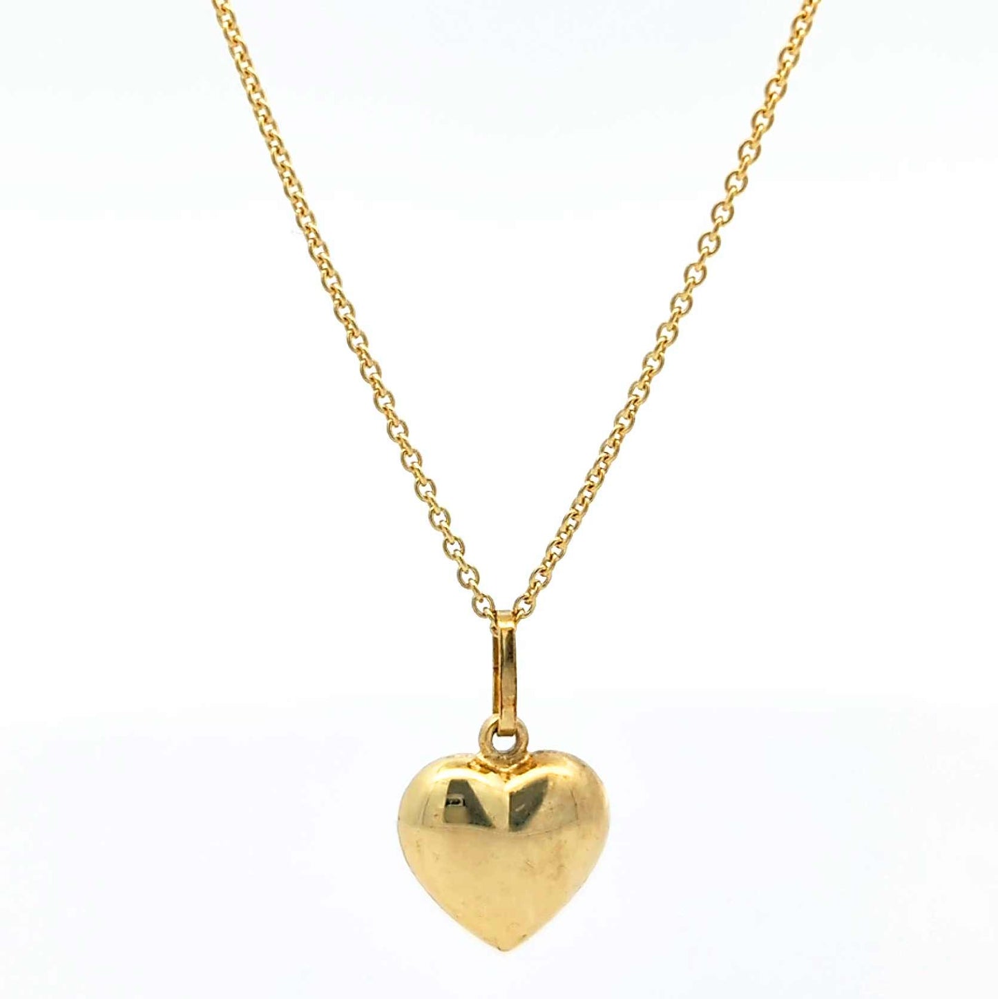 Anhänger Herz mit massiver Goldkette Ankerkette rund 1,1 mm 45 cm 333-