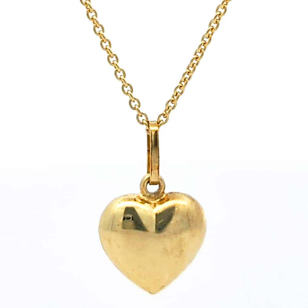 Anhänger Herz mit massiver Goldkette Ankerkette rund 1,1 mm 45 cm 333-