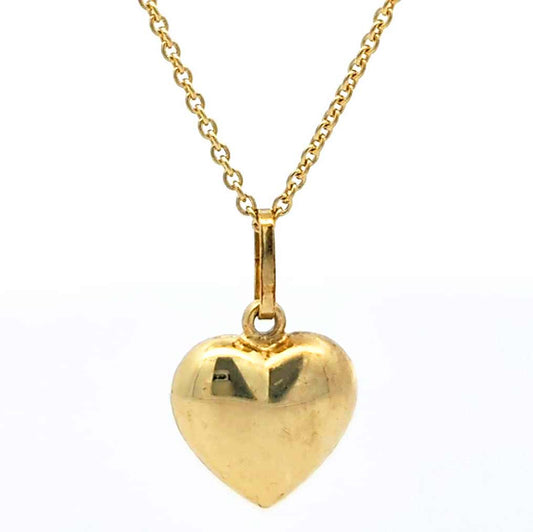 Anhänger Herz mit massiver Goldkette Ankerkette rund 1,1 mm 45 cm 333-