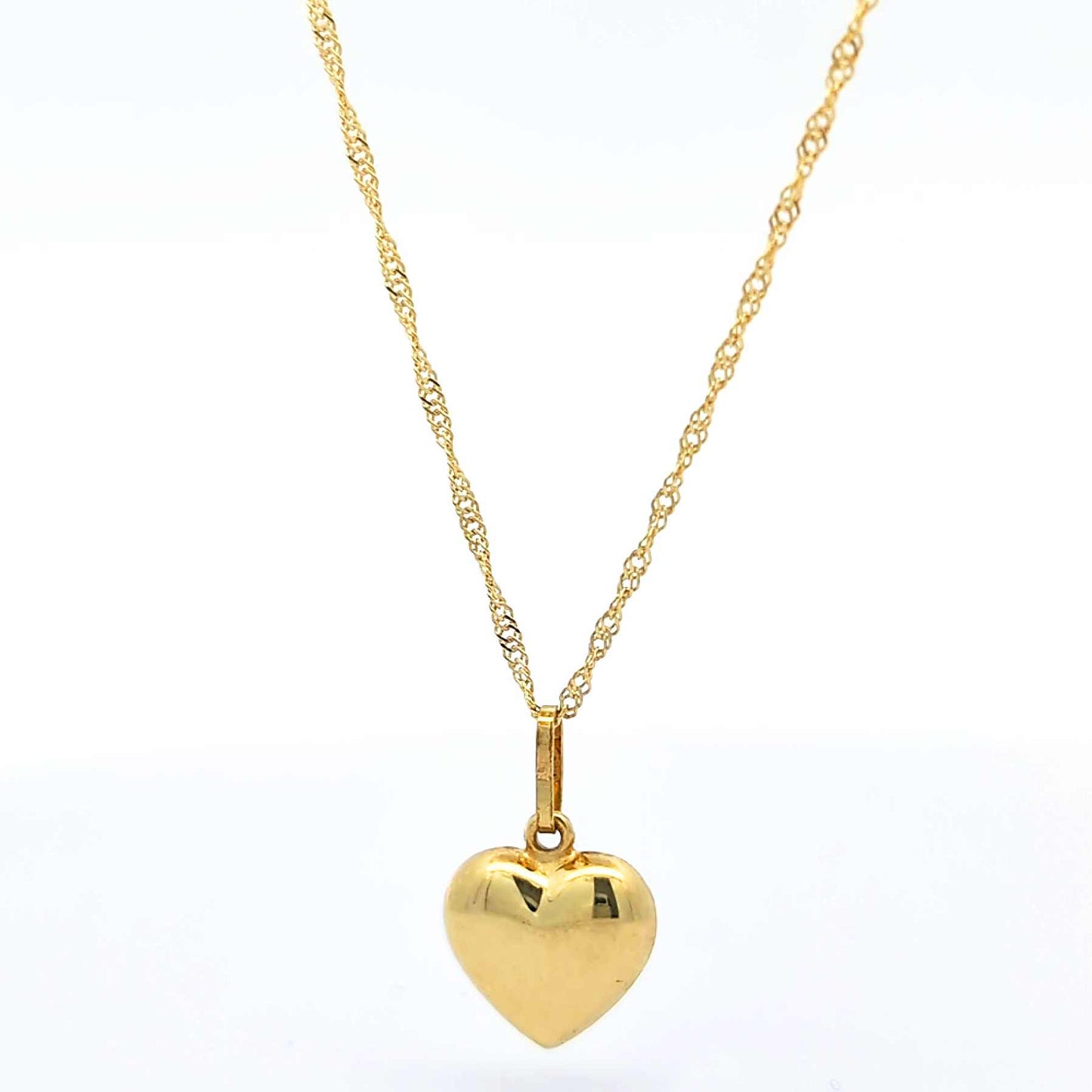 Anhänger Herz mit massiver Goldkette Singapurkette rund 1,2 mm 45 cm 3