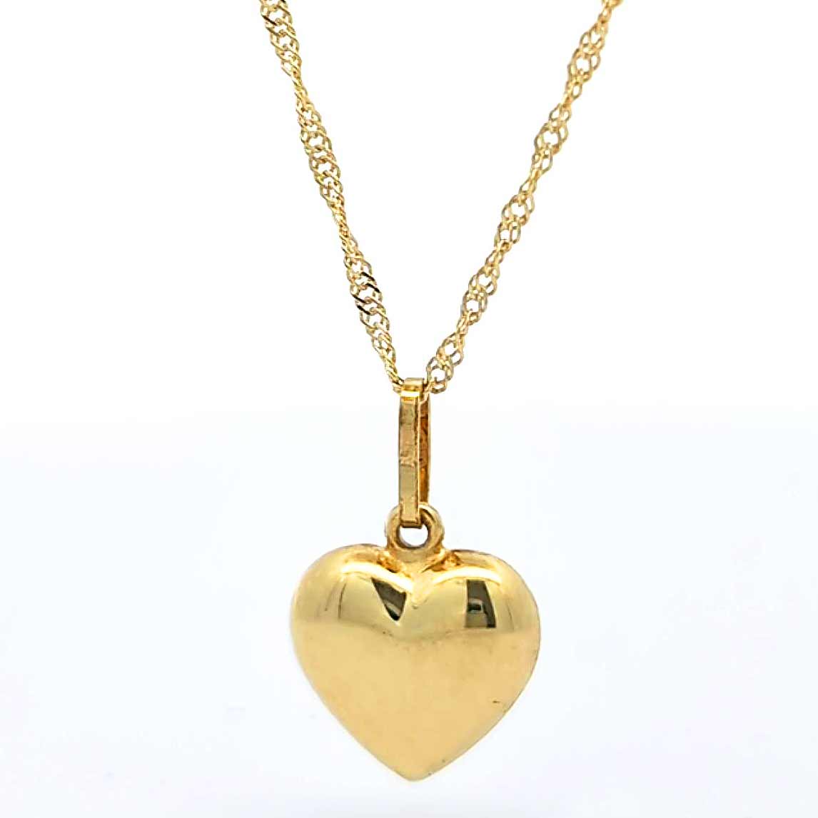 Anhänger Herz mit massiver Goldkette Singapurkette rund 1,2 mm 45 cm 3