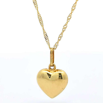 Anhänger Herz mit massiver Goldkette Singapurkette rund 1,2 mm 45 cm 3