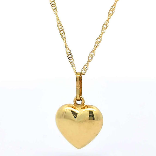Anhänger Herz mit massiver Goldkette Singapurkette rund 1,2 mm 45 cm 3