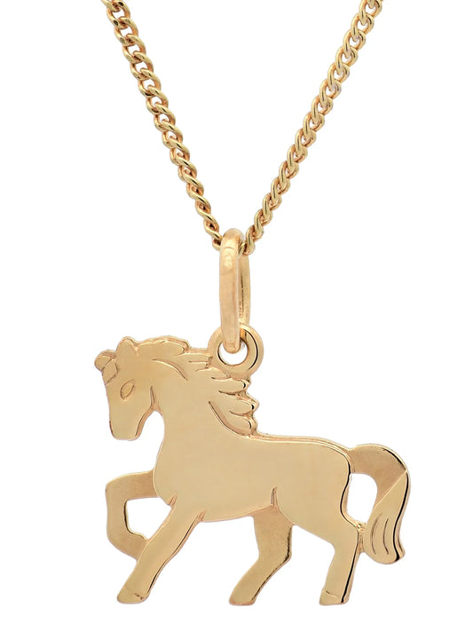 Gold Anhänger Pferd  mit Goldkette massiv 333 - 8 Karat Gold