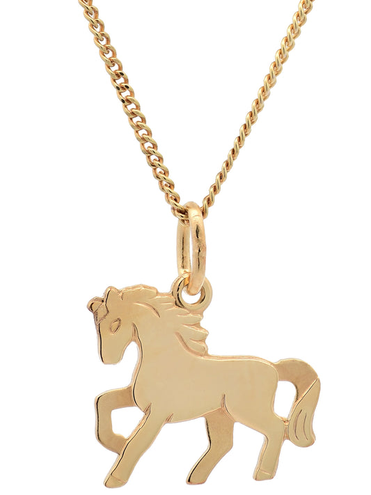 Anhänger Pferd   333-8 Karat Gold mit vergoldeter Silberkette