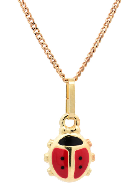 Gold Anhänger Marienkäfer  mit Goldkette massiv 333 - 8 Karat Gold