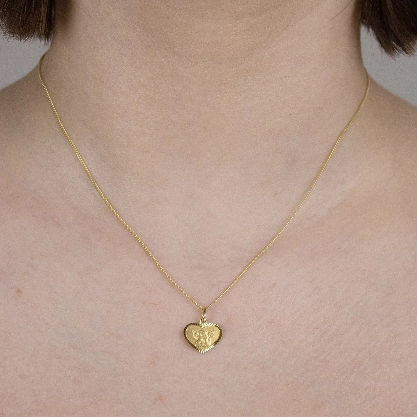 Gold Anhänger Medaille Amor  mit Goldkette massiv 333 - 8 Karat Gold