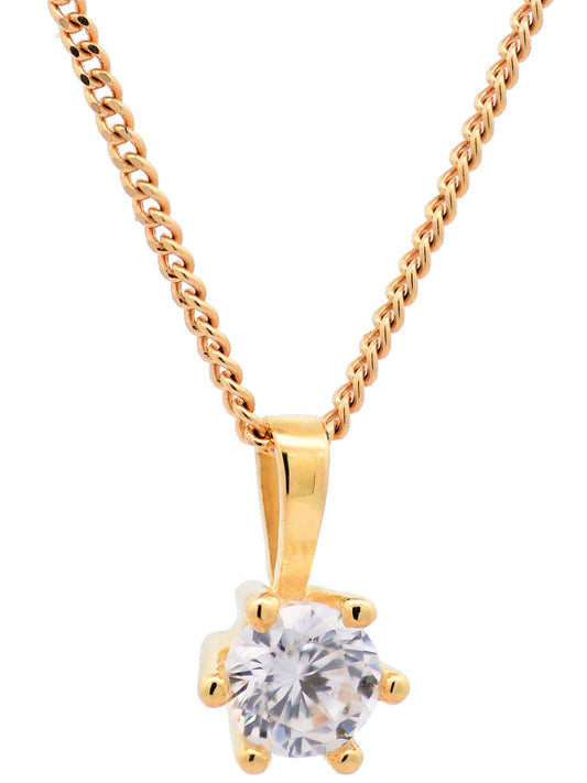 Gold Anhänger Krappenfassung Zirkonia mit Goldkette 333-8 Karat Gold