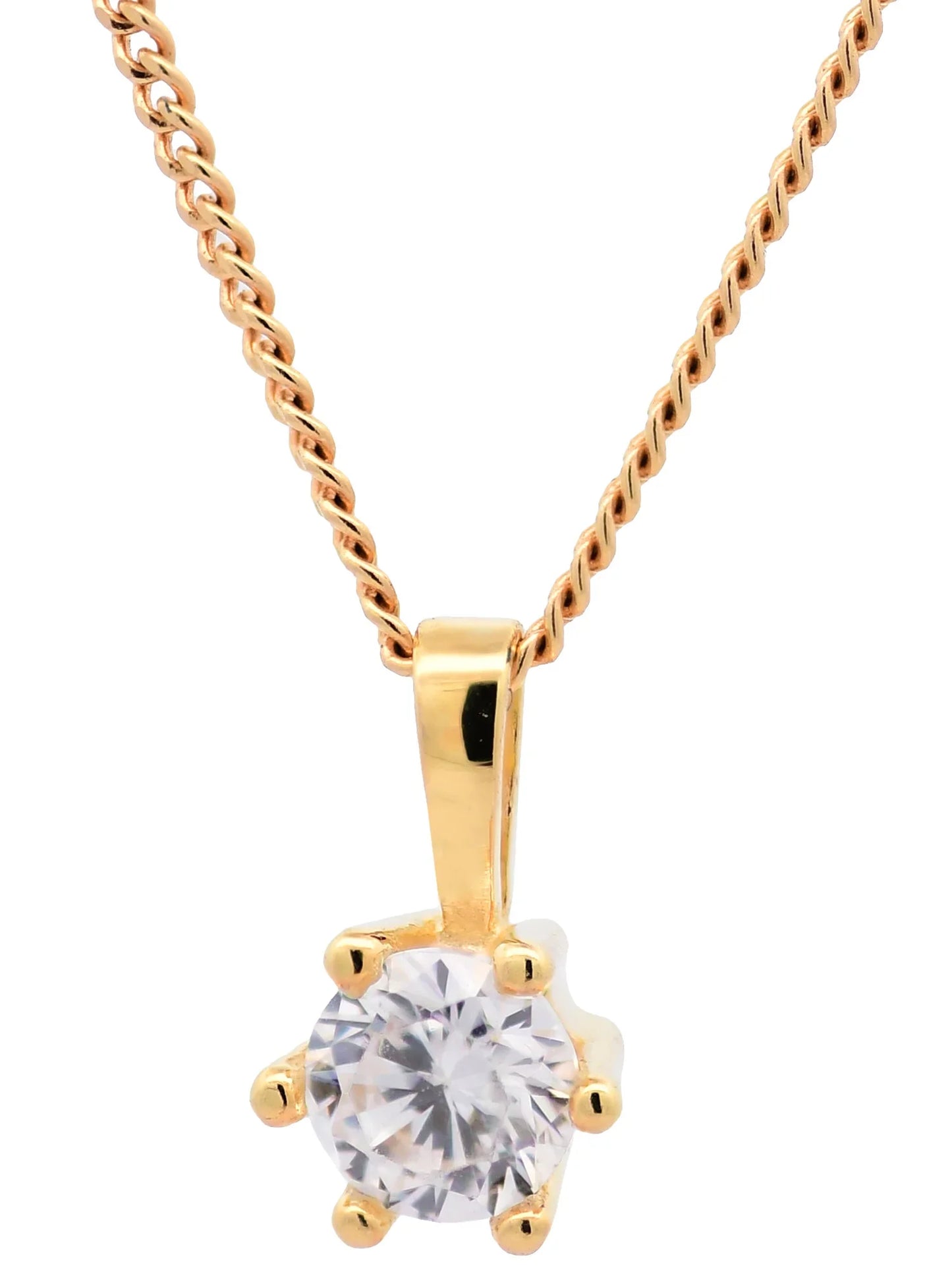 Gold Anhänger Krappenfassung Zirkonia mit Goldkette 333-8 Karat Gold