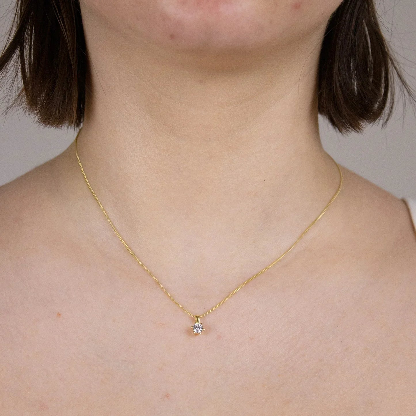Gold Anhänger Krappenfassung Zirkonia mit Goldkette 333-8 Karat Gold