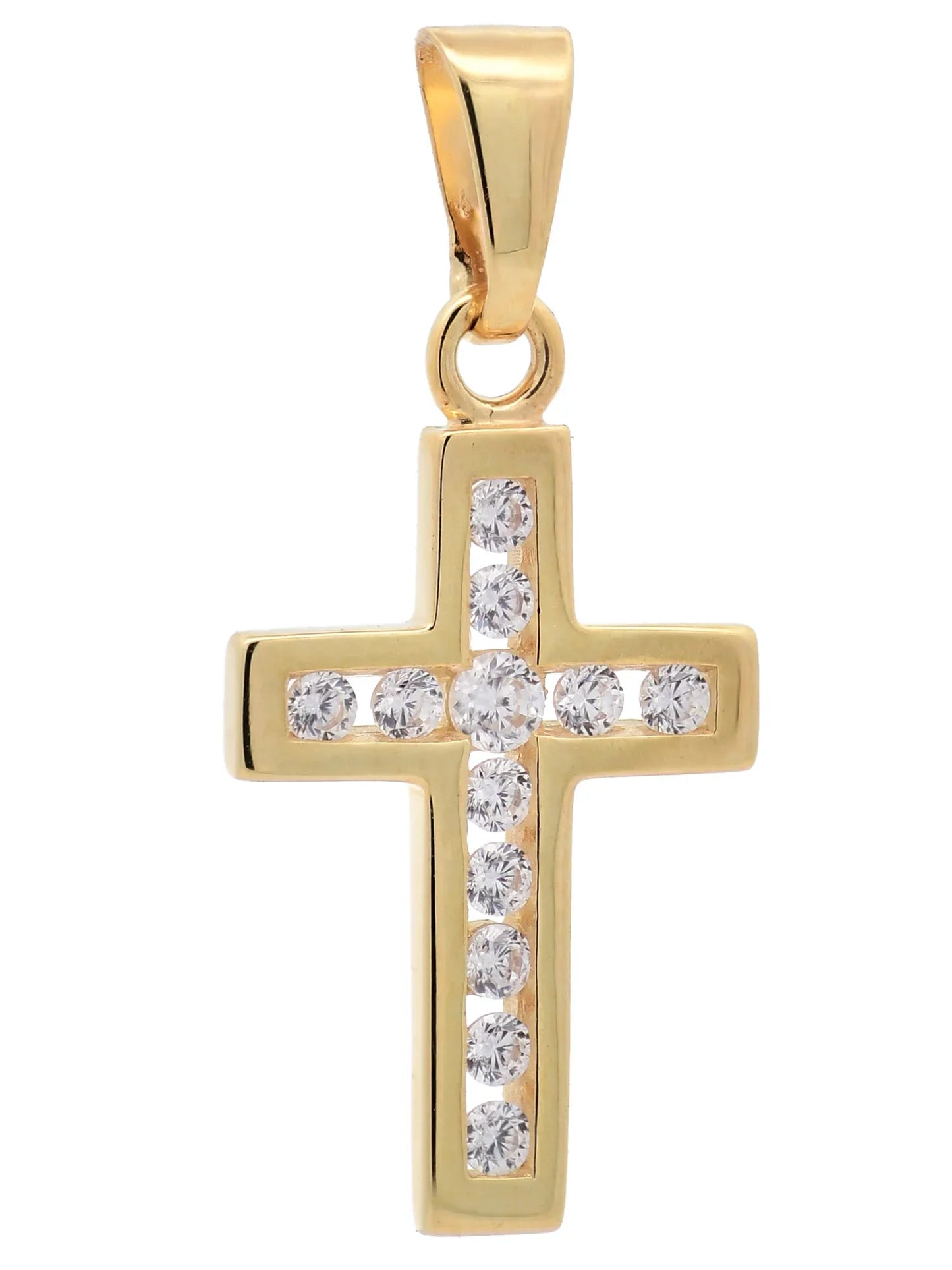 Gold Anhänger Kreuz Zirkonia   mit Goldkette massiv 375 - 9 Karat Gold