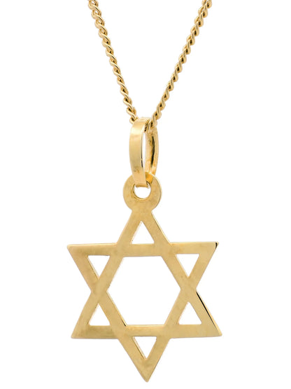 Kettenanhänger Gold Anhänger Davidstern massiv 585 - 14 Karat Gold