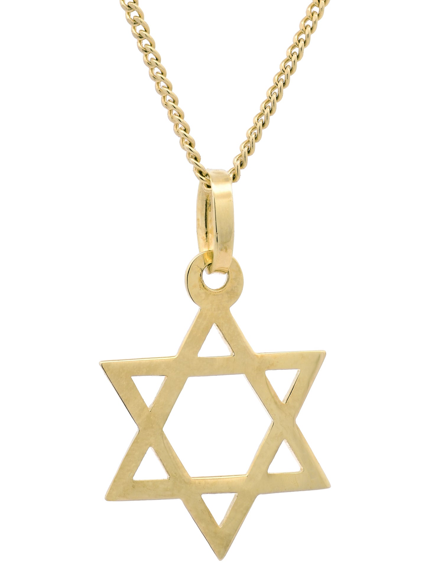 Gold Anhänger Davidstern mit Goldkette massiv 585 - 14 Karat Gold