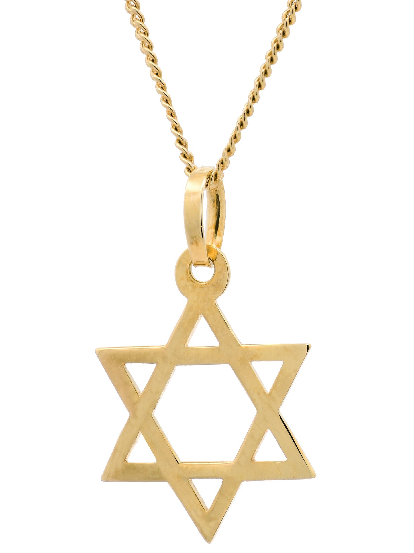 Gold Anhänger Davidstern mit Goldkette massiv 585 - 14 Karat Gold