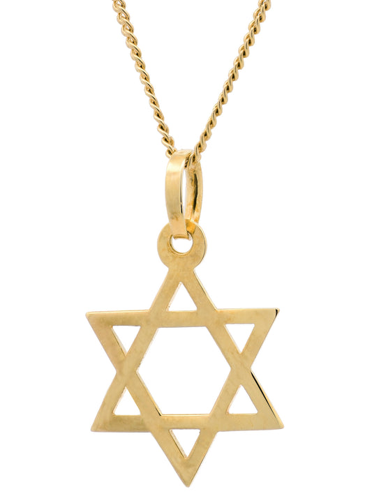 Gold Anhänger Davidstern mit Goldkette massiv 585 - 14 Karat Gold