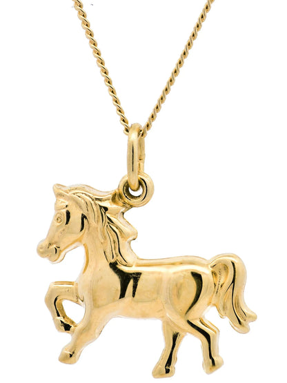 Gold Anhänger Pferd  mit Goldkette massiv 333 - 8 Karat Gold