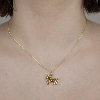Gold Anhänger Pferd  mit Goldkette massiv 333 - 8 Karat Gold
